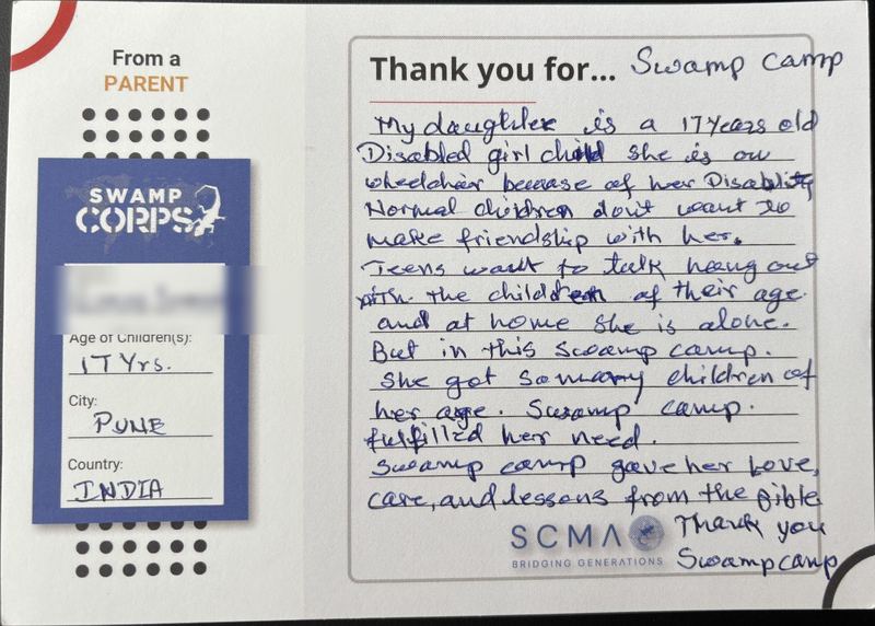 Handwritten thank-you card